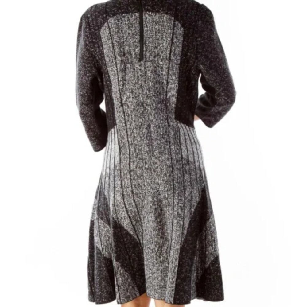 Nic + Zoe Fit & Flare Black and Grey Knit Petite Dress - Picture 3 of 8